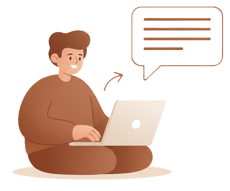 Persona trabajando en una notebook respondiendo mensajes